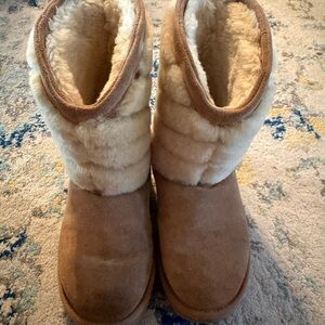 UGG Tan and Cream Shearling Boots